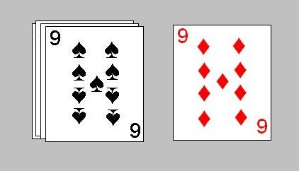 In Doubles Speed, a card can also be placed on another card of the same denomination