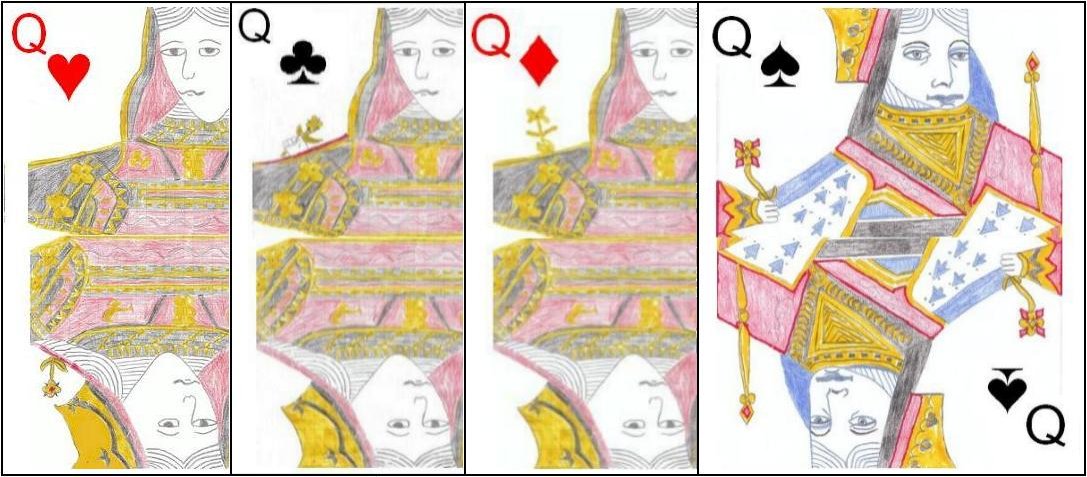The Queens in a standard pack of cards.