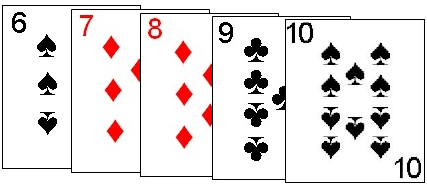 Five card Straight combination in Guan Dan Five card Straight combination in Guan Dan