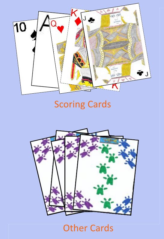 Scoring cards are piled face-up in front of the winner of the cards