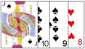Tien Len run combination of four cards