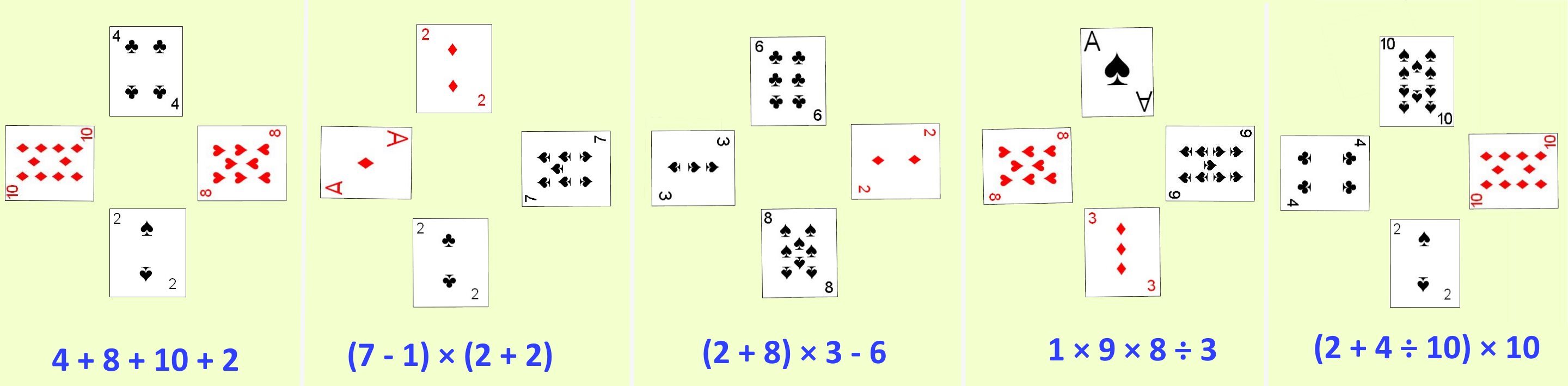 Example of valid combinations equalling 24