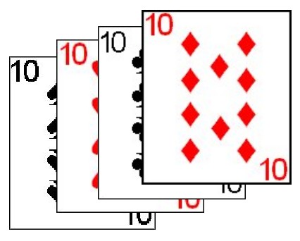 Some variations use quads without a fifth odd card