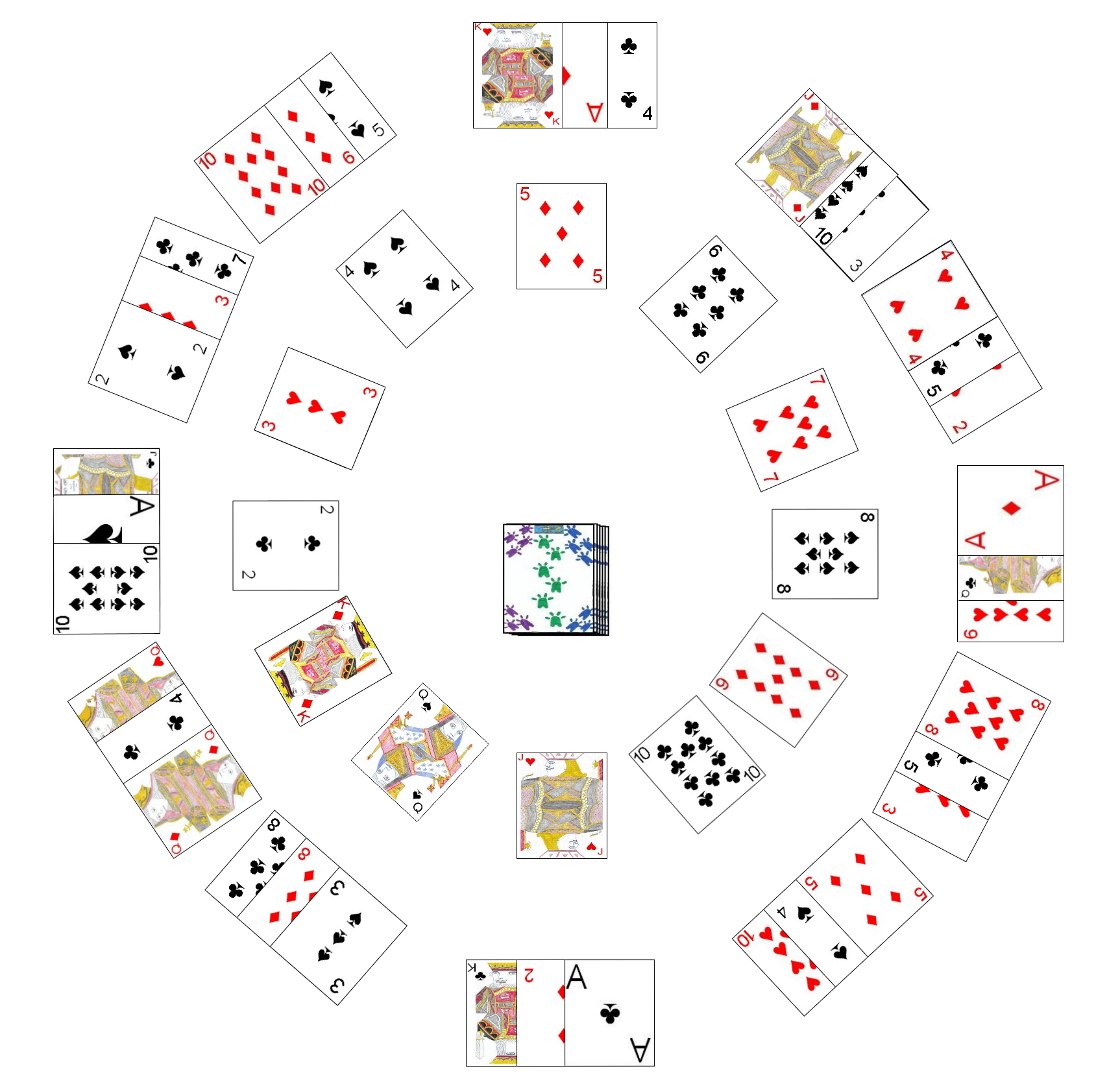 Example initial setup for Big Ben solitaire