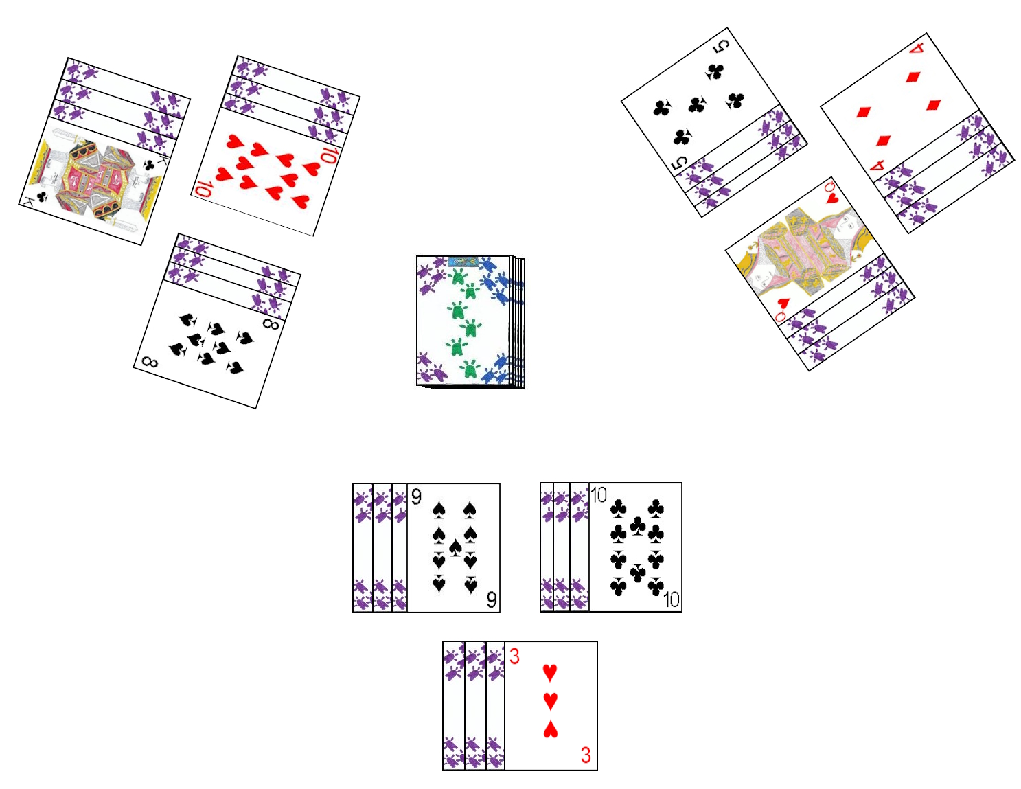 Example initial deal for the game Gnallknecht