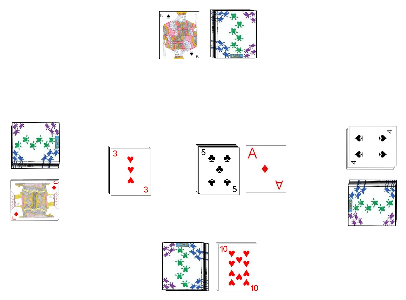 An example game of Stacks in progress