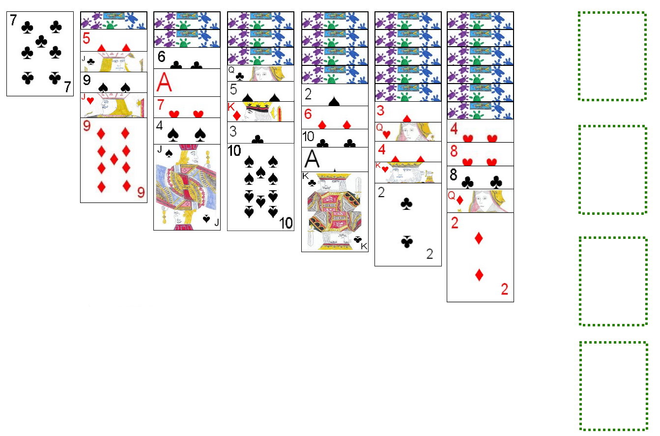 Example Initial Layout for playing Yukon Solitaire