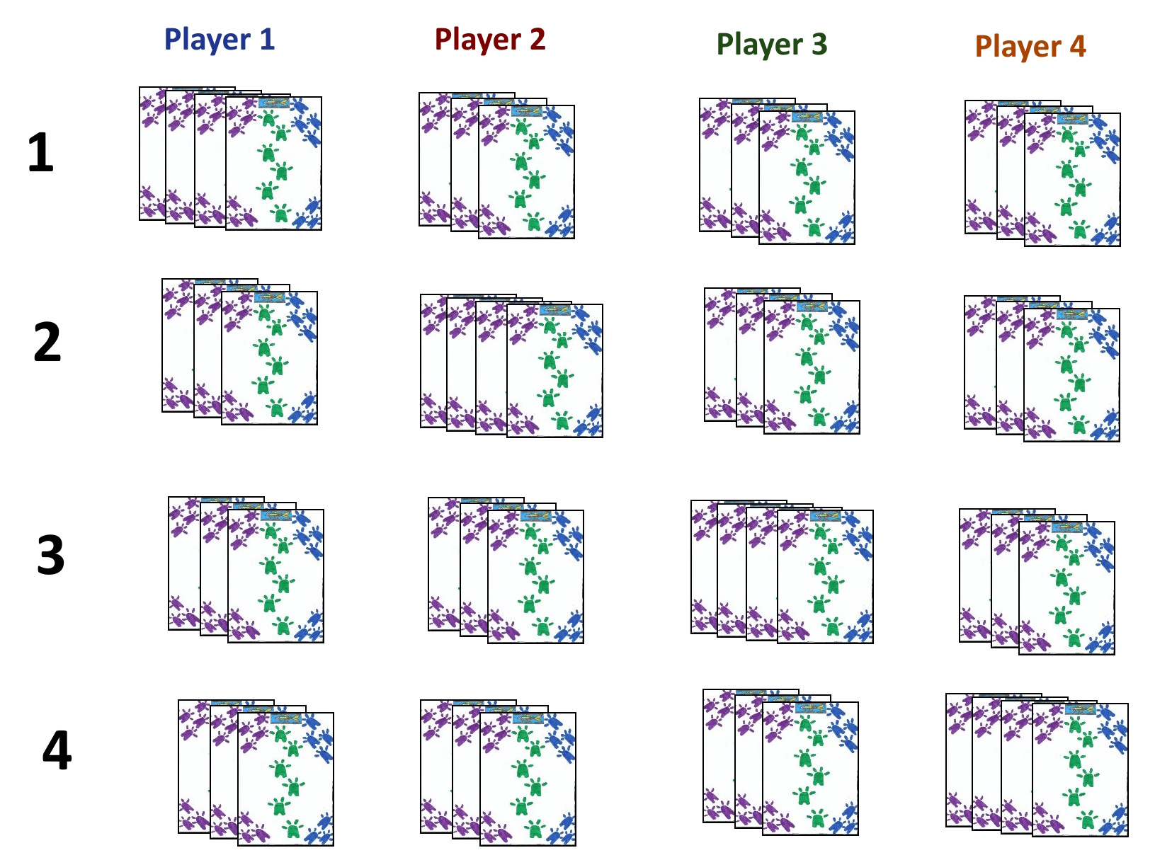 Card dealing pattern in each dealing round