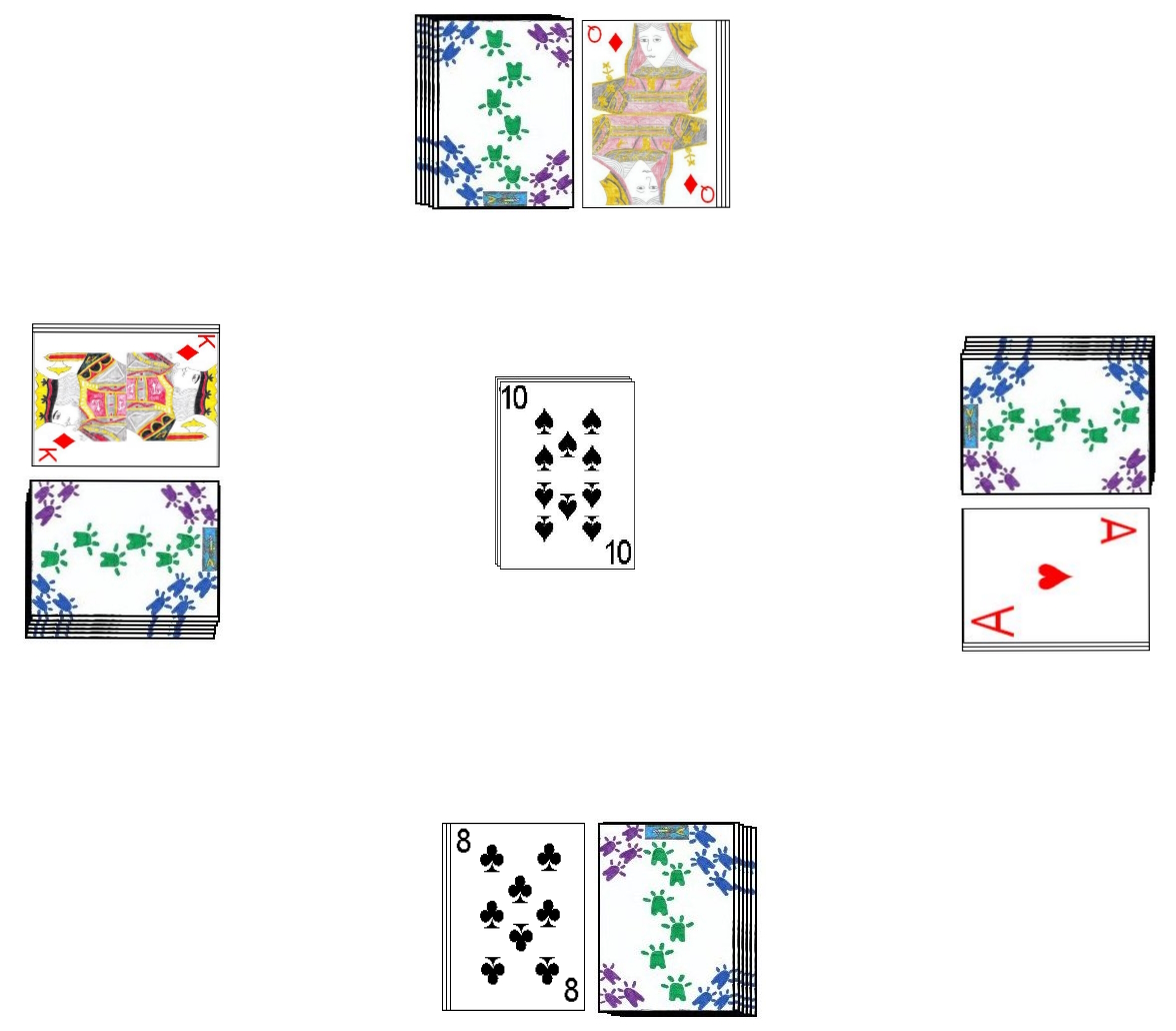 Example of a game of Schrum Schrum in progress