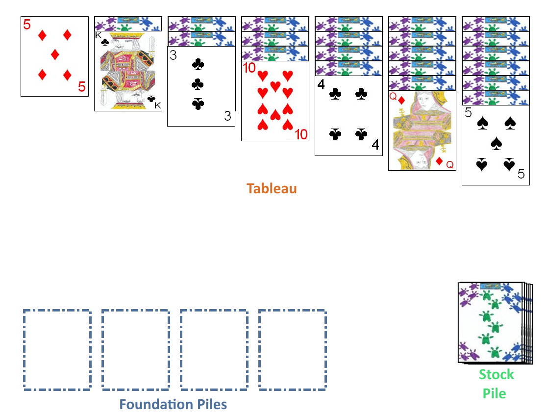 Example starting layout for Spiderette Solitaire