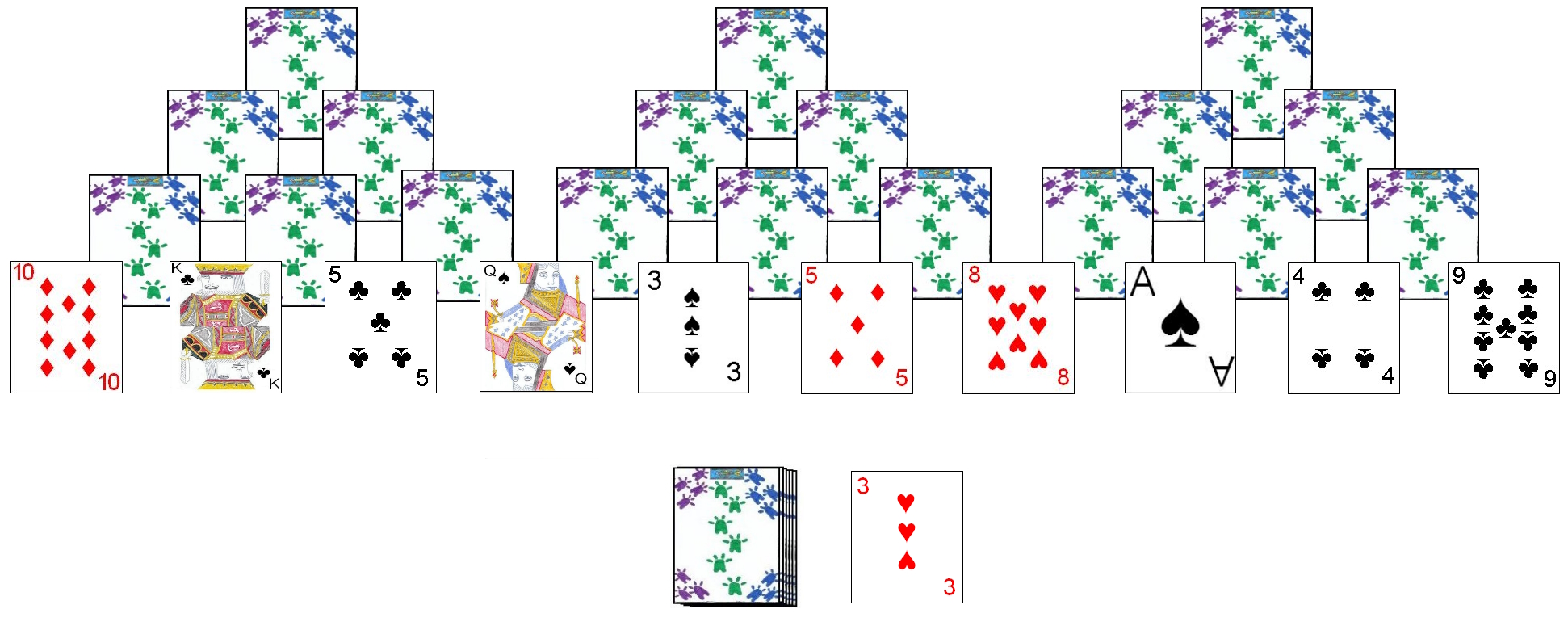 Example initial setup for Pyramid Solitaire